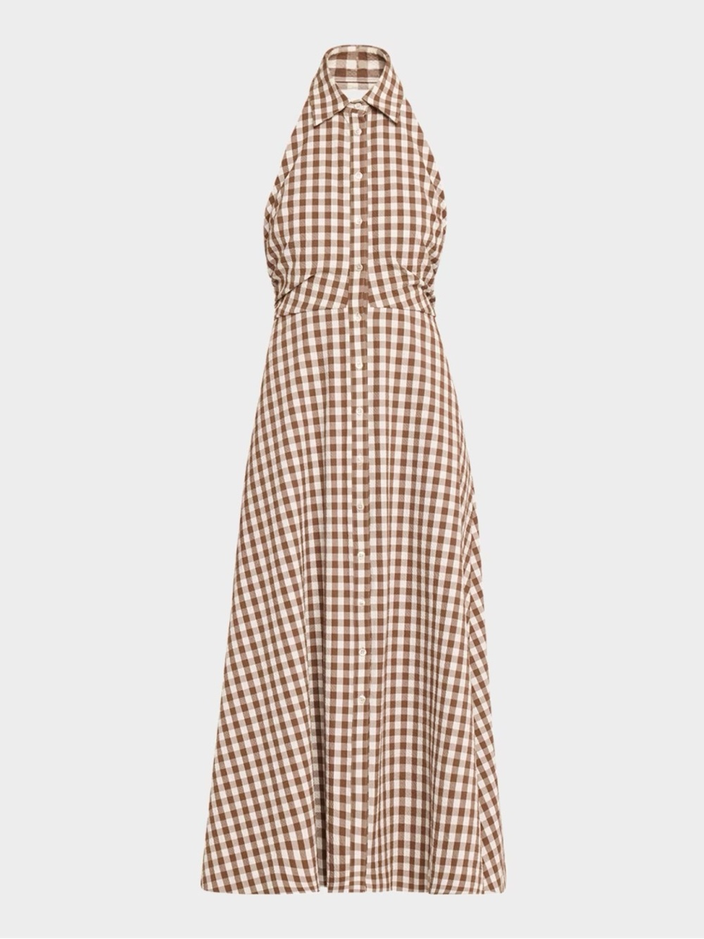 Veronica Beard Mackey Gingham Seersucker Halter Dress